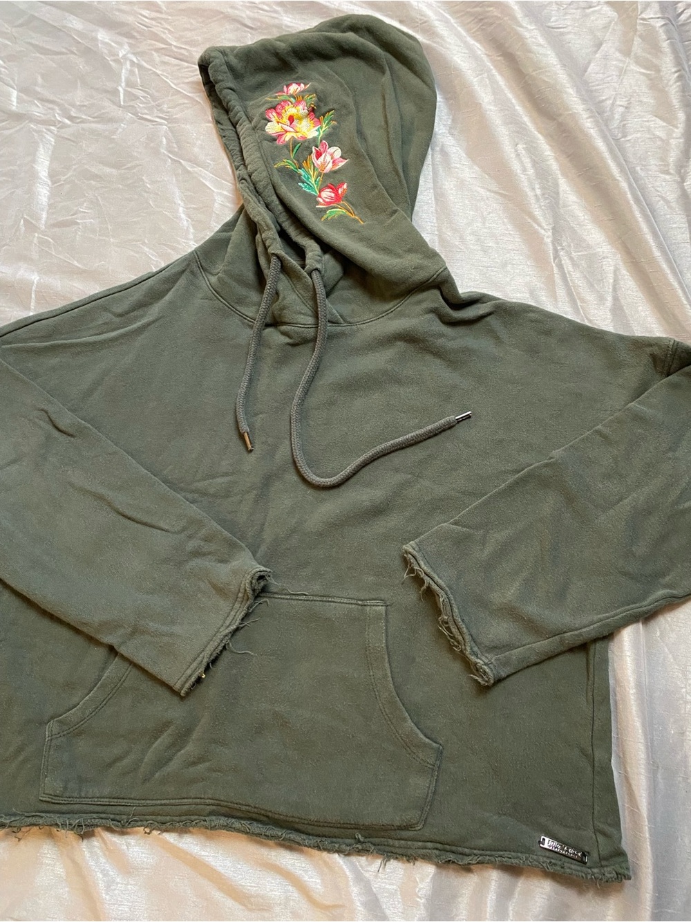 Betsey Johnson Green Hooded Sweatshirt with Pink Logo Tag